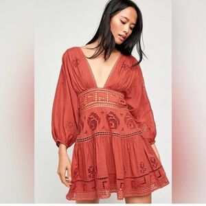 Free People Rust Boho Mini Dress